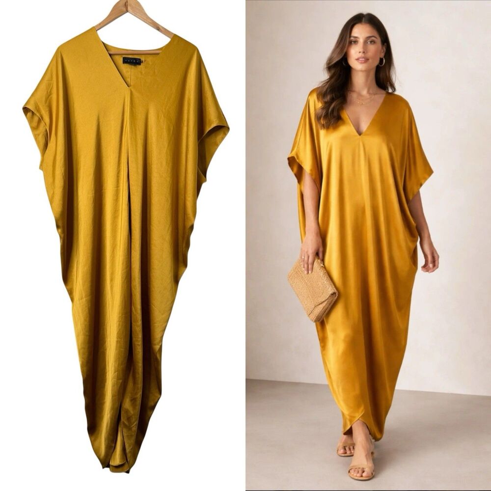 HATCH Riviera Maternity Dress OS Marigold Yellow Kaftan ASO Kaley Cuoco TV Worn